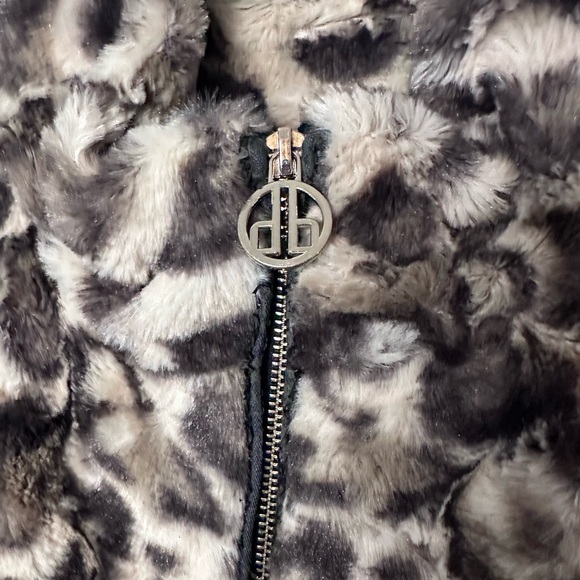 Dennis Basso Faux Fur Animal Print Zip-Front Jacket Coat – Size L - Picture 2 of 9